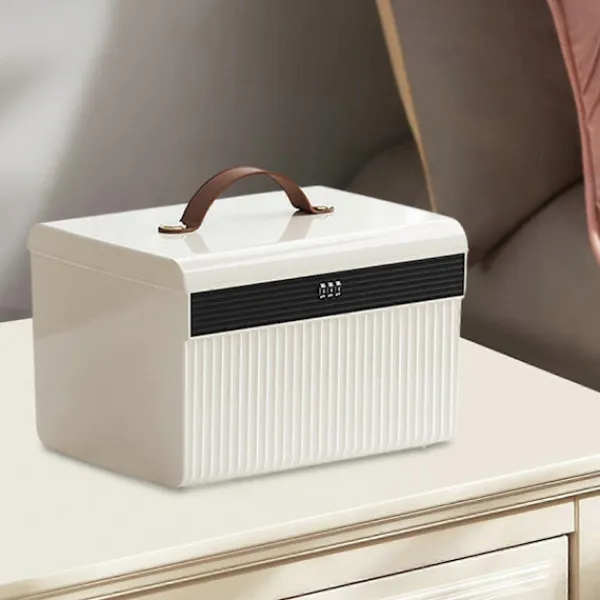 Kontorsmöbler>Låsbar Förvaringslåda Låsbar Behållare Organizer Rymlig Bärbar Låslåda med Lösenordslås för Förvaring av Dokument Sovsal-Perfekt 33cmx25cmx23cm