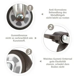 DAO Balkongmöbler>M10 Svängbara Hjul Med Broms, Kraftiga Svängbara Hjul i Gummi, Arbetsbord, Möbelhjul, Gängdiameter: 10mm, Längd 25mm, 2 Med B [DB]