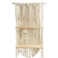 Hyllor>Macrame Vägghylla - Boho Inomhus Hängande Hyllor för Vägg - Bohemian Flytande Växt Rum Förvaringshylla