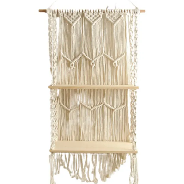 Hyllor>Macrame Vägghylla - Boho Inomhus Hängande Hyllor för Vägg - Bohemian Flytande Växt Rum Förvaringshylla