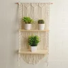 Hyllor>Macrame Väggmonterad Hylla - Bohemisk Inomhus Hängande Hyllor för