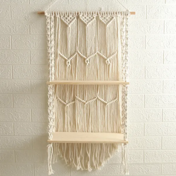 Hyllor>Macrame Väggmonterad Hylla - Bohemisk Inomhus Hängande Hyllor för