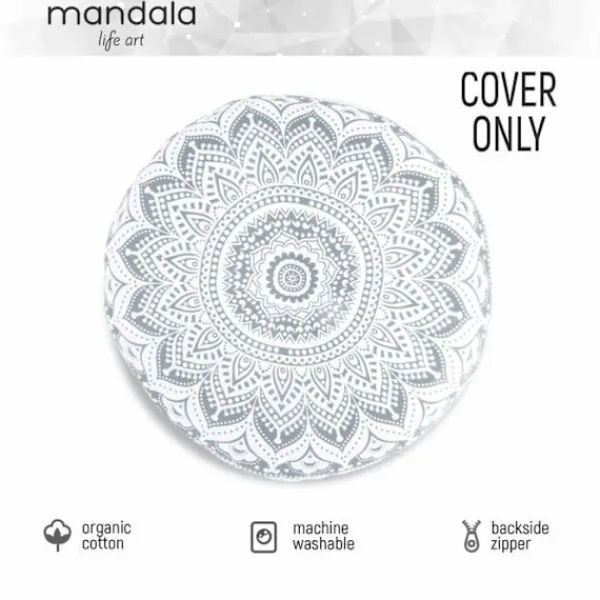 MANDALA LIFE ART Sittsäckar>Mandala livets konst kuddöverdrag - CAN5SILVERCOVER