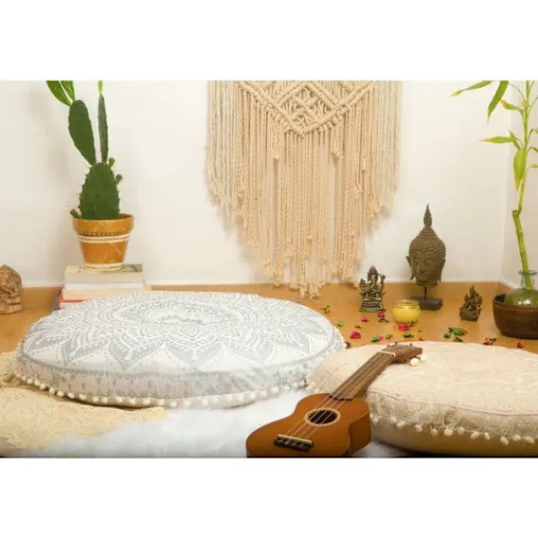 MANDALA LIFE ART Sittsäckar>Mandala livets konst kuddöverdrag - CAN5SILVERCOVER