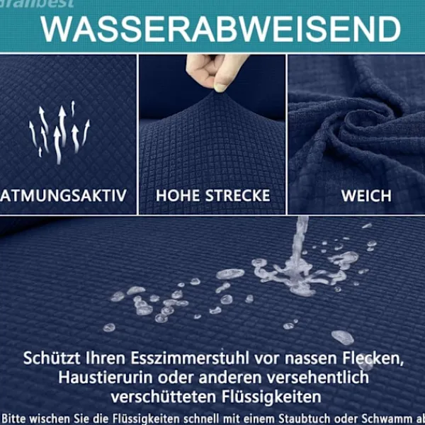 Stolar>(Marinblå) 6-pack premium vattentäta elastiska stolsöverdrag för höga stolar