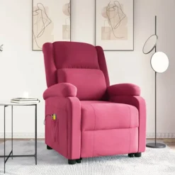 vidaXL Fåtöljer>Massagefåtölj med uppresningshjälp vinröd sammet
