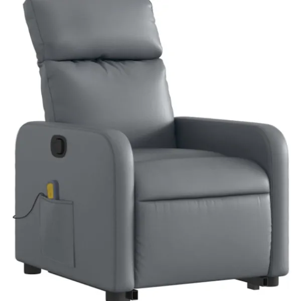 vidaXL Fåtöljer>Massagefåtölj med uppresningshjälp Grå konstläder
