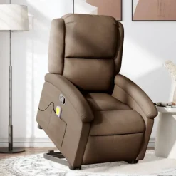 vidaXL Fåtöljer>Massagefåtölj med uppresningshjälp brun tyg
