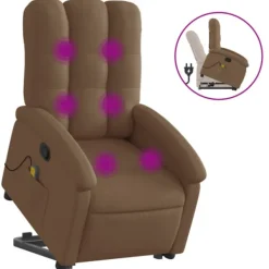 vidaXL Fåtöljer>Massagefåtölj med uppresningshjälp brun tyg