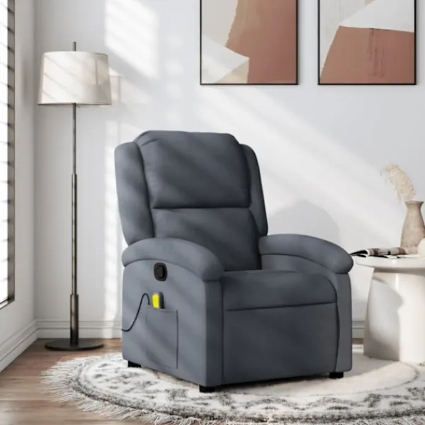 vidaXL Fåtöljer>Massagefåtölj mörkgrå sammet
