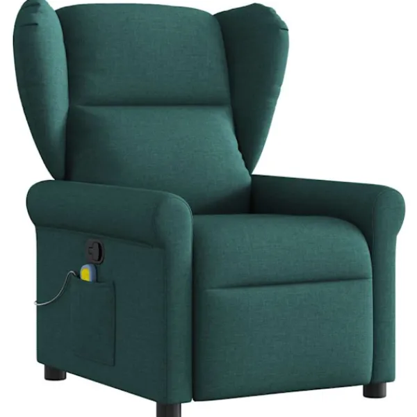 vidaXL Fåtöljer>Massagefåtölj mörkgrön tyg