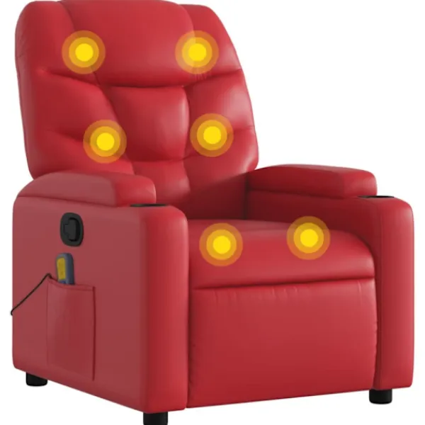 vidaXL Fåtöljer>Massagefåtölj röd konstläder