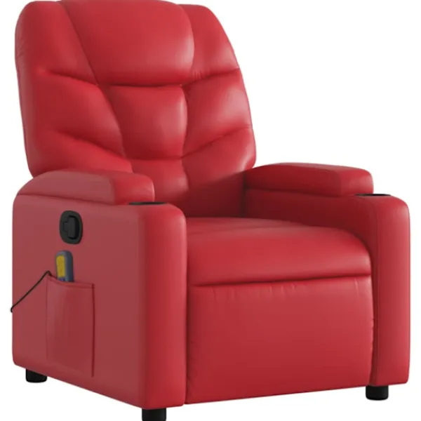 vidaXL Fåtöljer>Massagefåtölj röd konstläder