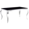AC-DÉCO Matbord>Matbord i glas - Svart och silver - 6 platser - L 150 cm H 75 cm x P 90 cm