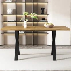 Matbord>Matbord, korsbensdesign, rektangulärt matbord, soffbord, modernt, enkelt matbord i järn, L140*B80*H76cm