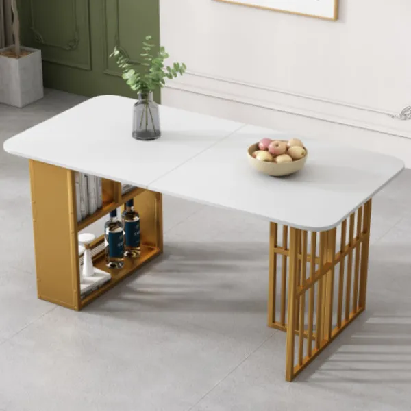 Matbord>Matbord, modernt matbord, rektangulärt matbord, kaffe- och fritidsbord, modernt enkelt matbord, vitt