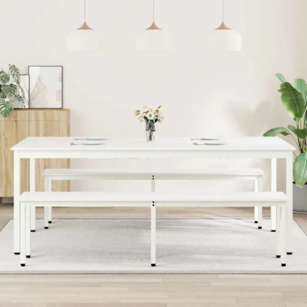 vidaXL Matgrupper>Matbord Vit 200 x 100 x 75 cm Massiv furu