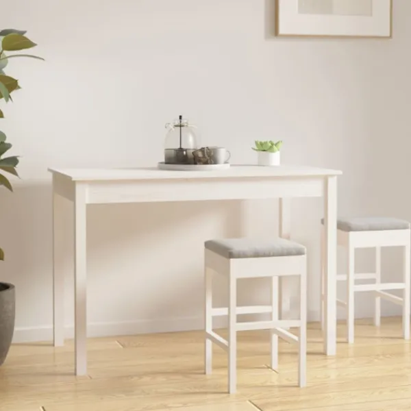 vidaXL Matgrupper>Matbord vit 110x55x75 cm massivt furuträ