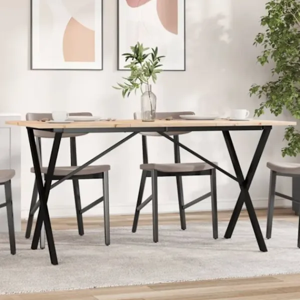 vidaXL Matgrupper>Matbord X-ram 140x80x75 cm massiv furu och stål