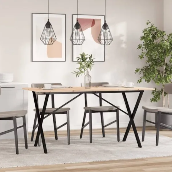 vidaXL Matgrupper>Matbord X-ram 140x80x75 cm massiv furu och stål