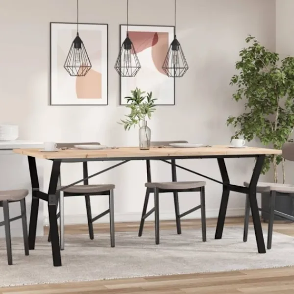 vidaXL Matgrupper>Matbord Y-ram 180x90x75,5 cm massiv furu och stål