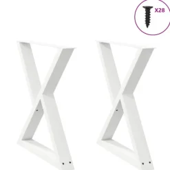 vidaXL Matbord>Matbordsben 2 st vita 80x(72-73,3) cm stål