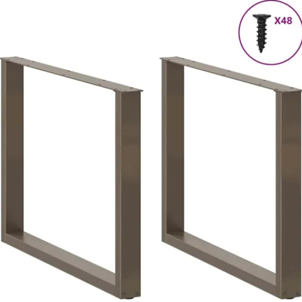 vidaXL Matbord>Matbordsben U-formade 3 st naturstål 100x(72-73) cm stål