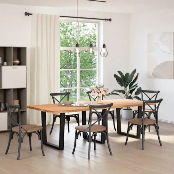vidaXL Matbord>Matbordsben V-formade 3 st svarta 80x(72-73,3) cm stål
