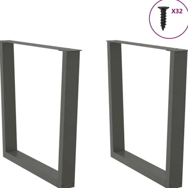 vidaXL Matbord>Matbordsben V-formade 2 st antracit 90x(72-73,3) cm stål