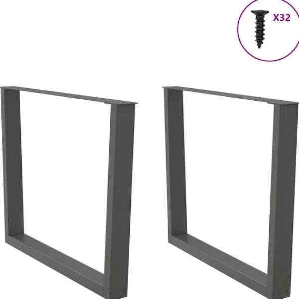 vidaXL Matbord>Matbordsben V-formade 2 st antracit 100x(72-73,3) cm stål