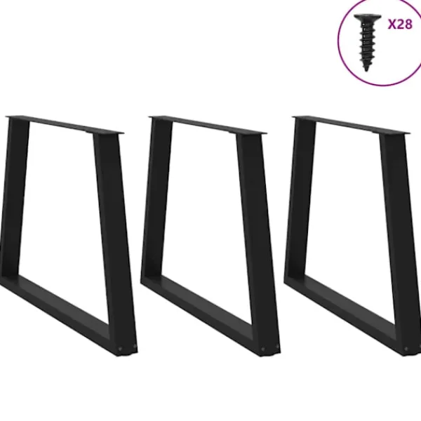 vidaXL Matbord>Matbordsben V-formade 3 st svarta 100x(72-73,3) cm stål