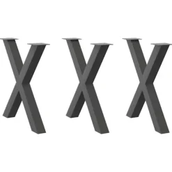 vidaXL Matbord>Matbordsben X-formade 3 st antracit 70x(72-73) cm stål
