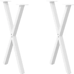 vidaXL Matbord>Matbordsben X-formade 2 st vita 57x(72-73) cm stål