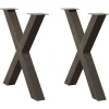 vidaXL Matbord>Matbordsben X-formade 2 st naturstål 70x(72-73) cm stål