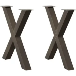 vidaXL Matbord>Matbordsben X-formade 2 st naturstål 70x(72-73) cm stål