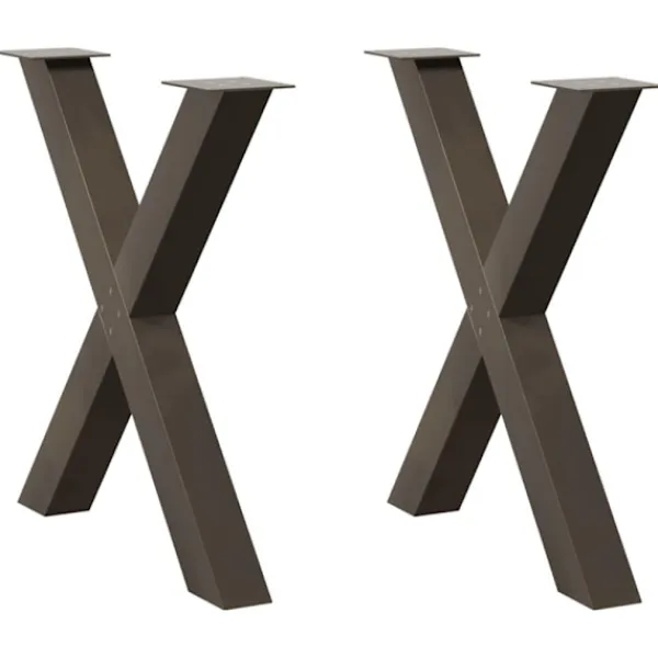 vidaXL Matbord>Matbordsben X-formade 2 st naturstål 70x(72-73) cm stål