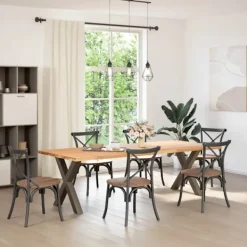 vidaXL Matbord>Matbordsben X-formade 2 st naturstål 70x(72-73) cm stål