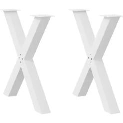 vidaXL Matbord>Matbordsben X-formade 2 st vita 80x(72-73) cm stål