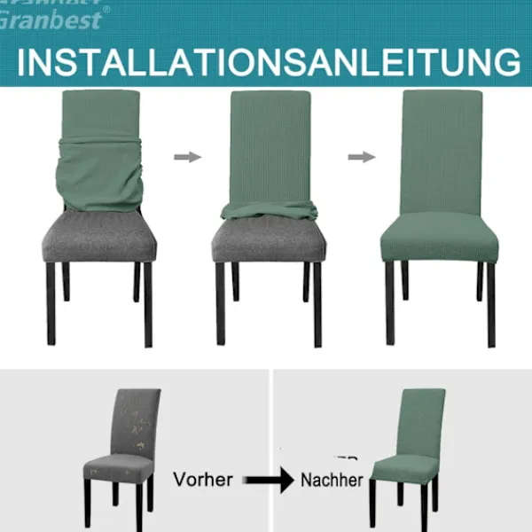 Stolar>(Matcha Grön) Matstolsöverdrag 6-pack Premium Vattentäta Elastiska Högryggiga Stolsöverdrag för Matrum