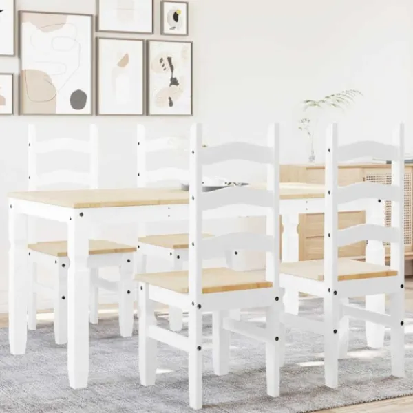 vidaXL Matgrupper>Matgrupp "Panama" 5 delar vit massiv furu
