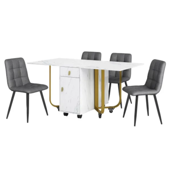 Matgrupper>Matsalsgrupp (set, 150×80×76cm matbord med 4 stolar), hopfällbart köksbordset, matrumsstol i linne