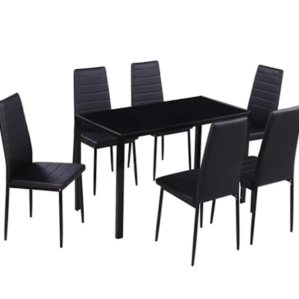 vidaXL Matgrupper>Matsalsmöbelset 7 delar svart