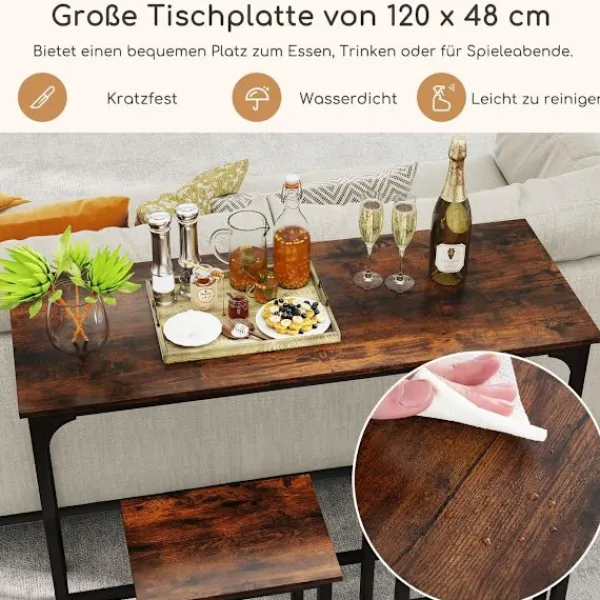 Northix Matgrupper>Matsalsset i mothöjd med bord och 2 pallar, brun