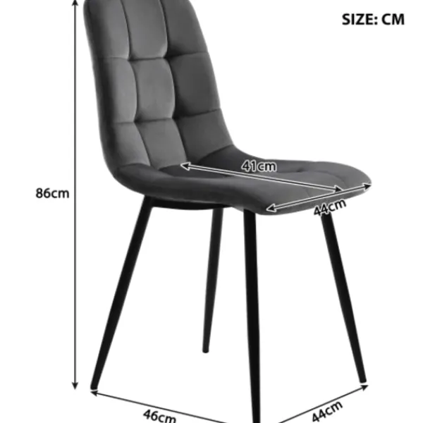 Matgrupper>Matsalsset med 8 sammetsstolar & utdragbart bord (140-180x80cm), grå, vit MDF-skiva & svarta ben, modernt