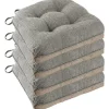 Stolar>Matsalsstolar halkfria kuddar, set om 4, 46*43*9 cm, sittdyna med band, ljusgrå