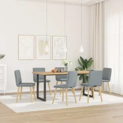vidaXL Matgrupper>Matstolar 6 st ljusgrå tyg