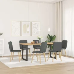 vidaXL Matgrupper>Matstolar 6 st mörkgrå tyg