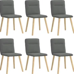 vidaXL Matgrupper>Matstolar 6 st mörkgrå tyg