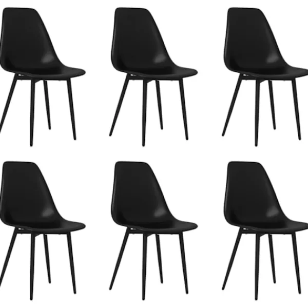 vidaXL Matgrupper>Matstolar 6 st svart PP