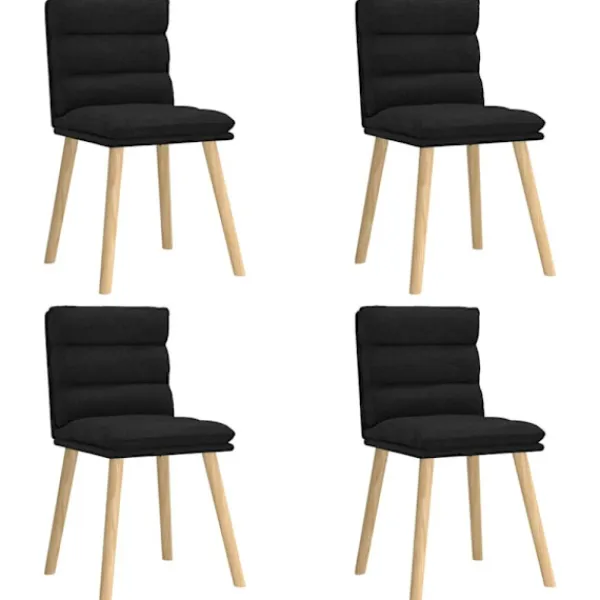 vidaXL Matgrupper>Matstolar 4 st svart tyg